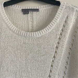 360 Sweater white crewneck cotton linen sweater 20616